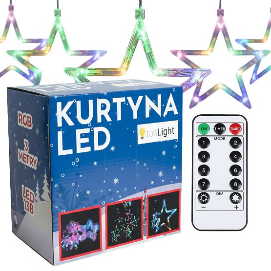 LED Závěs Hvězdy Multicolor s Dálkovým Ovládáním CD002-138