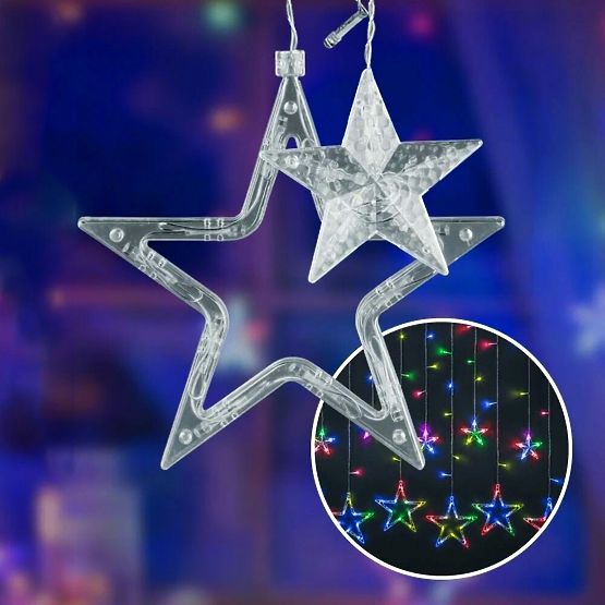 LED Závěs Hvězdy Multicolor s Dálkovým Ovládáním CD002-138