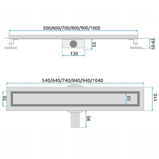 Lineární odtok REA NEOX PRO Kartáčovaná ocel 60