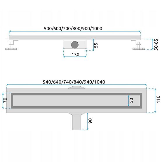 Liniový odtok REA NEOX PRO Kartáčovaná ocel 50