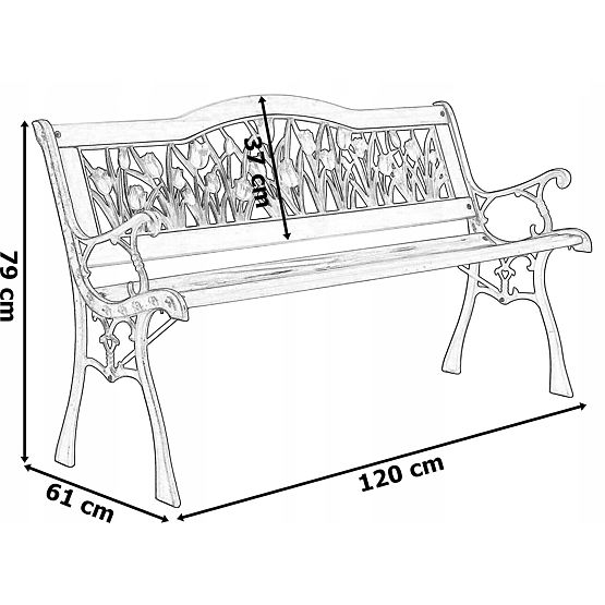 Litinová zahradní lavička TULIPÁN