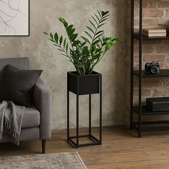 Loftový květináč Concove 60 cm černý