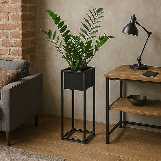 Loftový květináč Concove 60 cm černý