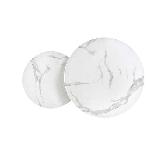 MERCURY 2 sada 2 lavic, rám - stříbrný, sklo - bílý mramor (1p=1ks)