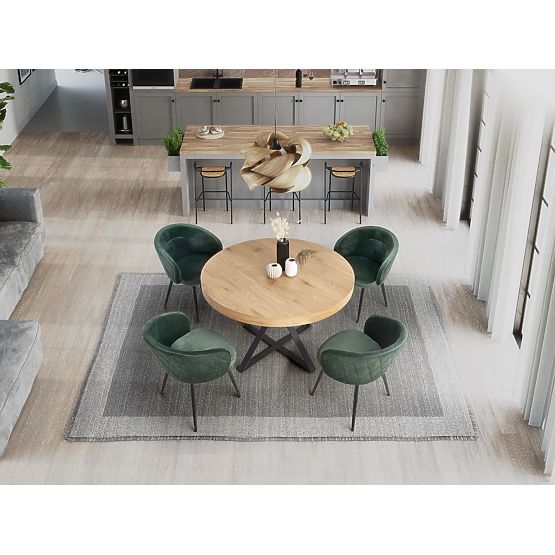 MERCY rozkládací stůl, deska - zlatý dub, nohy - černé 