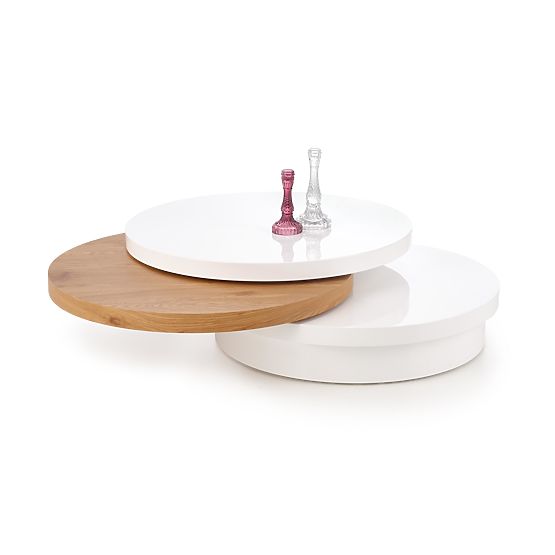 MICHELLE konferenční stolek bílý / zlatý dub (1p=1ks)