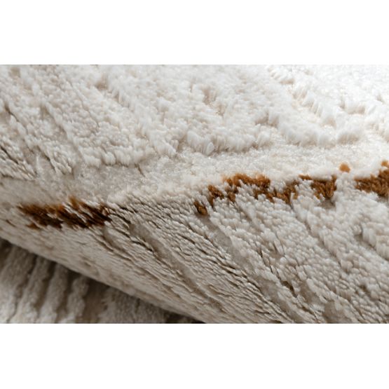 Moderní koberec DUKE 51557 krémová / zlatý - Geometrická, strukturovaný, velmi jemný, třásně