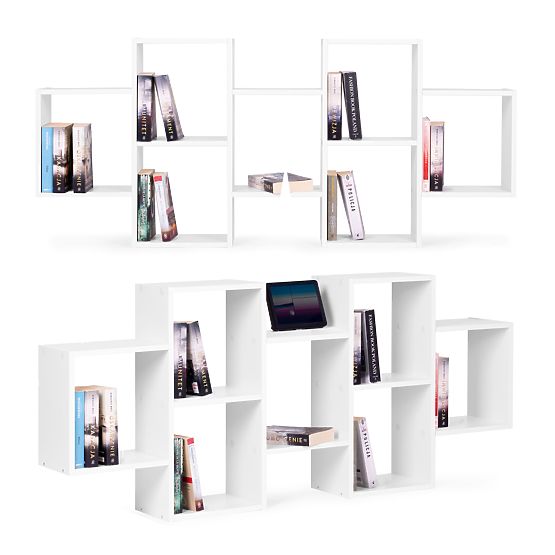 Moderní závěsná police s 8 policemi bílá