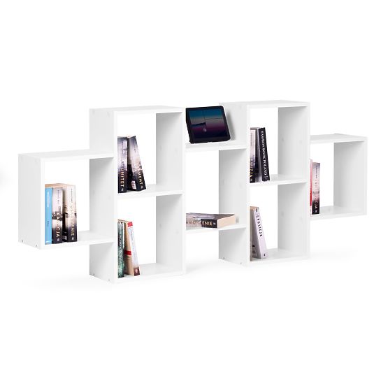 Moderní závěsná police s 8 policemi bílá