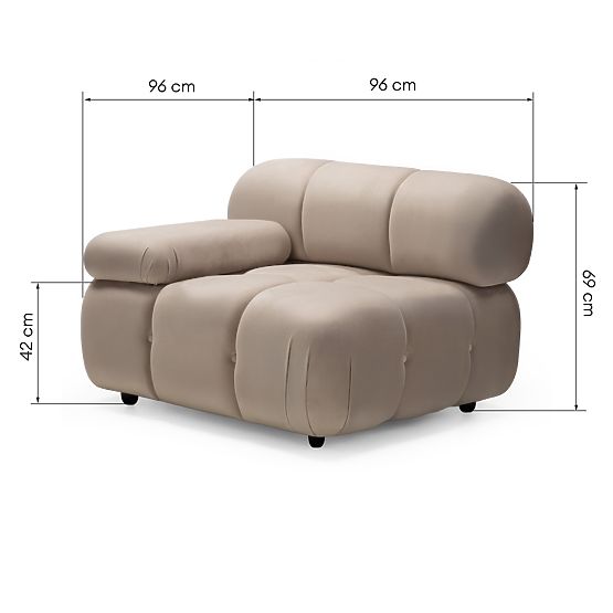 Modul levostranný Fluf Big světle béžový, sametový