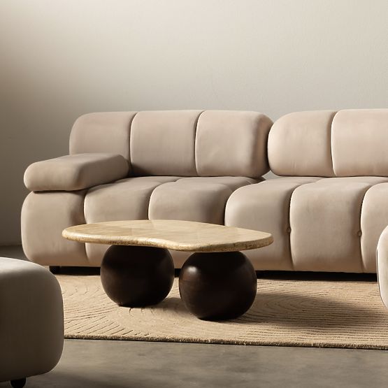 Modul levostranný Fluf Big světle béžový, sametový