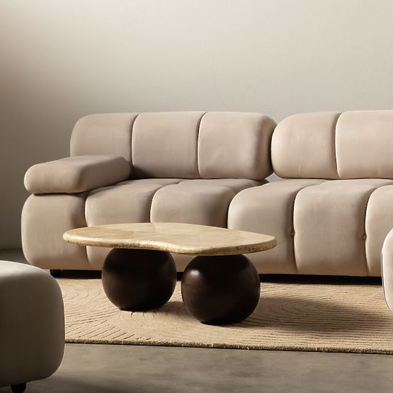 Modul levostranný Fluf Big světle béžový, sametový