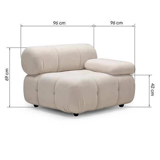 Modul pravostranný Fluf Big světle béžový, boucle