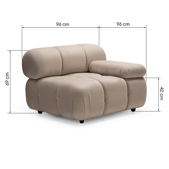 Modul pravostranný Fluf Big světle béžový, sametový