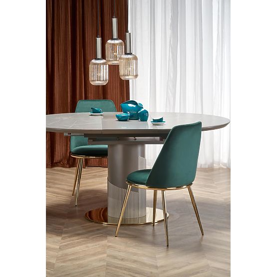 MUSCAT rozkládací stůl deska - šedý mramor, noha - světle šedá / zlatá