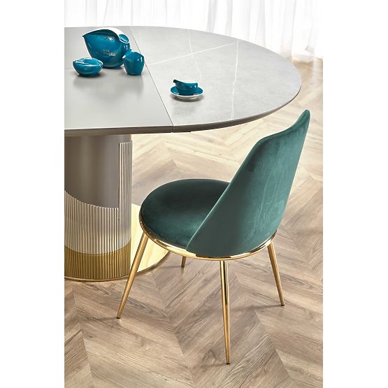 MUSCAT rozkládací stůl deska - šedý mramor, noha - světle šedá / zlatá (3p=1ks)