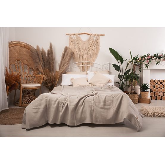 Mušelínový přehoz na postel 210x240 světle šedý