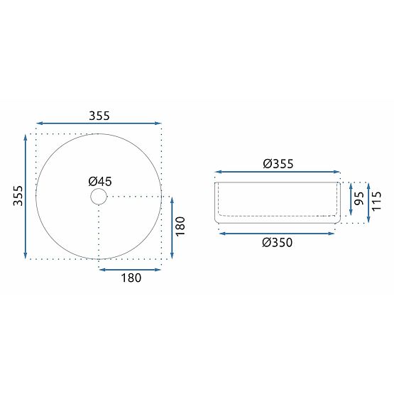 Nábytkové umyvadlo Rea Cristal Transparent 35