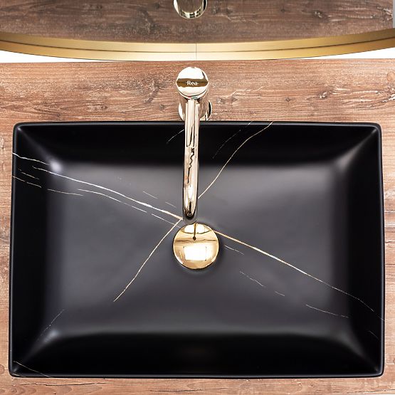 Nábytkové umyvadlo REA Inga Black Marble Mat