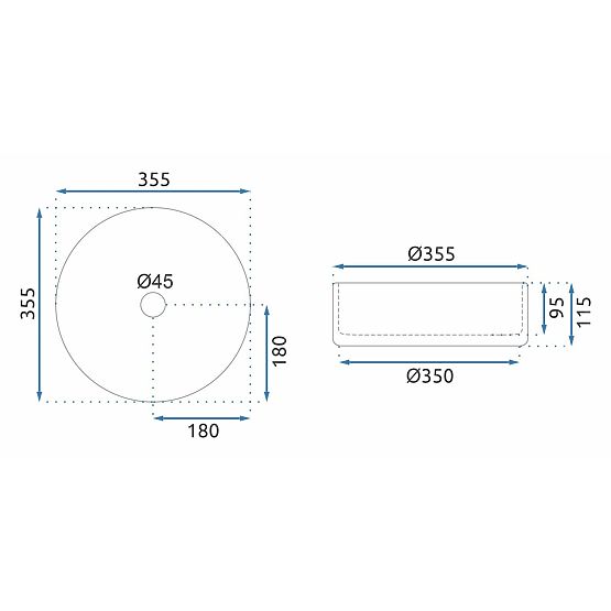 Nadčasové umyvadlo Rea Cristal 35 Black