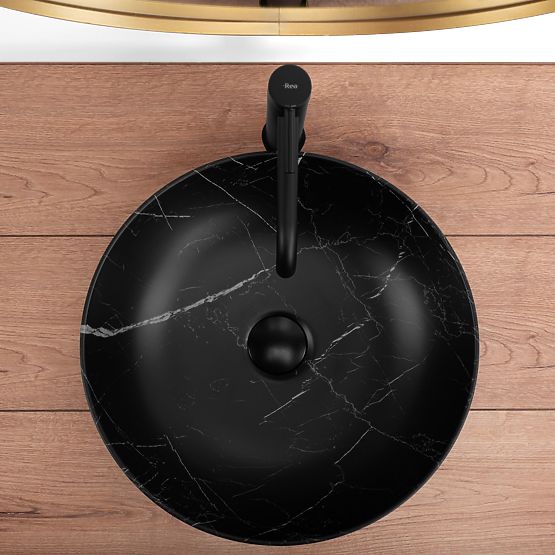 Nadčasové umyvadlo Rea Fibo černé matné