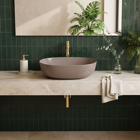 Nadčasové umyvadlo Rea Lisa Beige Shiny