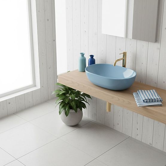 Nadčasové umyvadlo Rea LISA L.BLUE SHINY