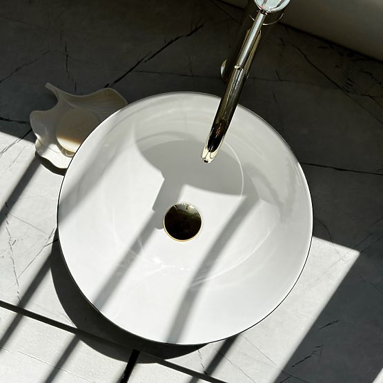 Nadčasové umyvadlo REA STELLA WHITE GOLD BRUSH