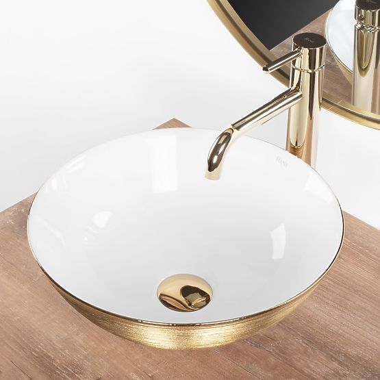 Nadčasové umyvadlo REA STELLA WHITE GOLD BRUSH