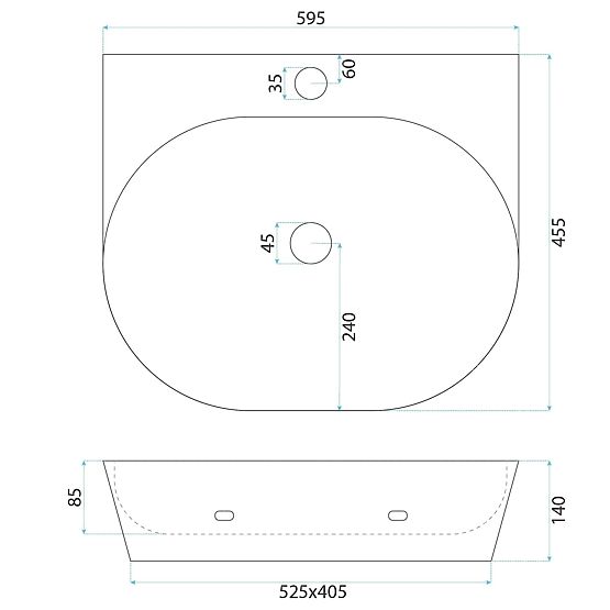 Nadstolní / nástěnné umyvadlo Rea Kim 60