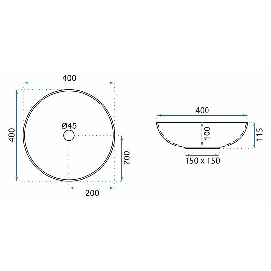 Nadstolní umyvadlo Rea Arte tmavě šedé