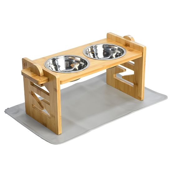 Nastavitelné Kovové Misky pro Psa nebo Kočku se Silikonovou Podložkou Sada PJ-085