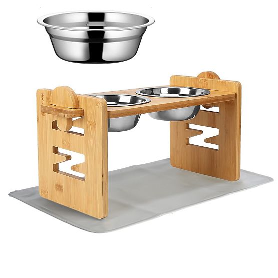 Nastavitelné Kovové Misky pro Psa nebo Kočku se Silikonovou Podložkou Sada PJ-085