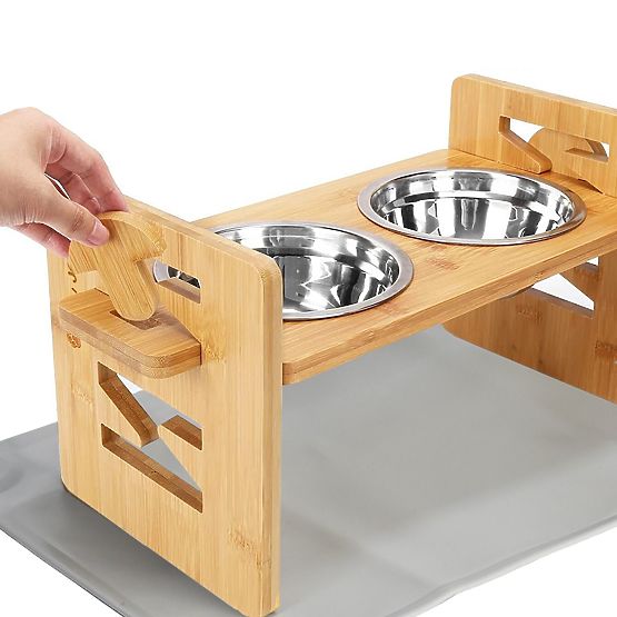 Nastavitelné Kovové Misky pro Psa nebo Kočku se Silikonovou Podložkou Sada PJ-085