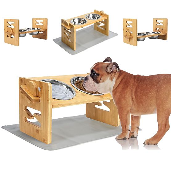 Nastavitelné Kovové Misky pro Psa nebo Kočku se Silikonovou Podložkou Sada PJ-085