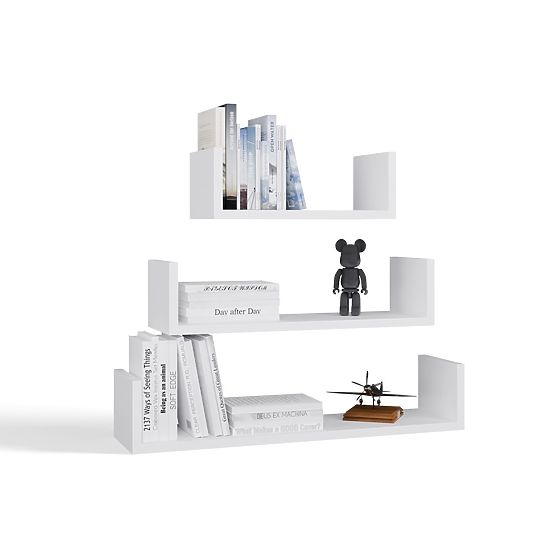 Nástěnná Závěsná Police MOBI 3P BÍLÁ