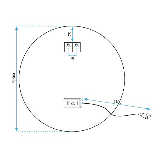 NÁSTĚNNÉ LED ZRCADLO 50cm MMJ Černé