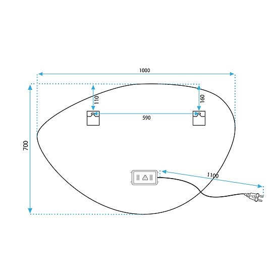 NÁSTĚNNÉ LED ZRCADLO S BLUETOOTH FUNKCÍ 70x100cm FOG