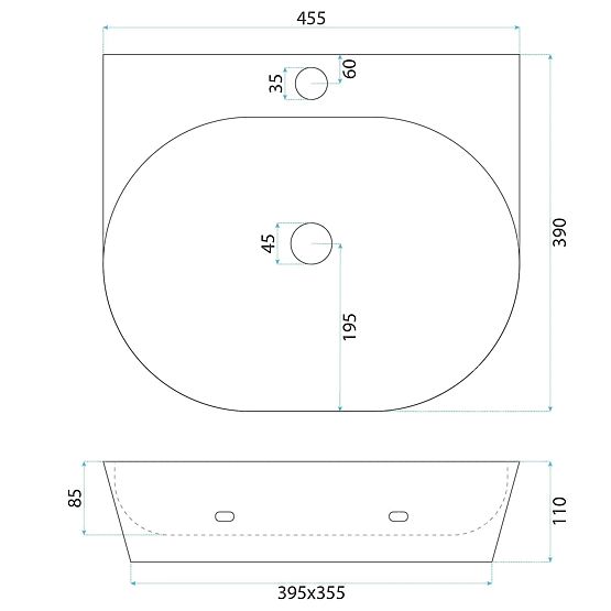 Nástěnné / nástolní umyvadlo Rea Kim 46