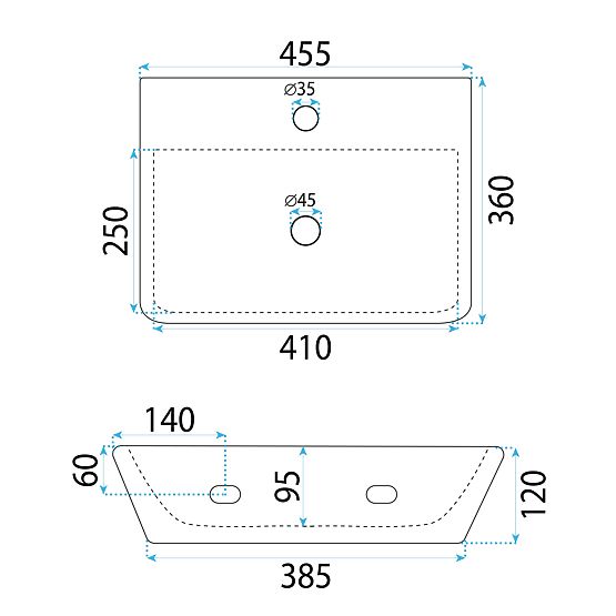 Nástěnné umyvadlo na desku Rea Altea Cloudy