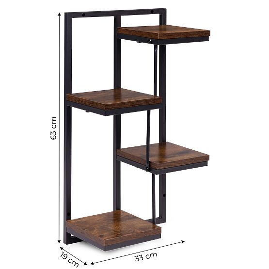 Nástěnný květinový stojan police na květiny dekorace 4 úrovně loft ModernHome