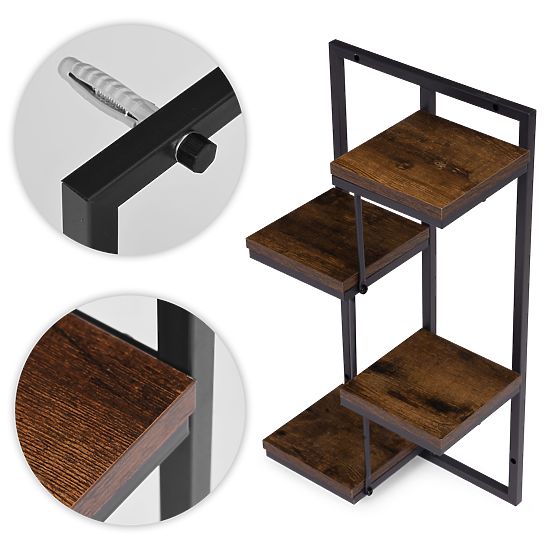 Nástěnný květinový stojan police na květiny dekorace 4 úrovně loft ModernHome