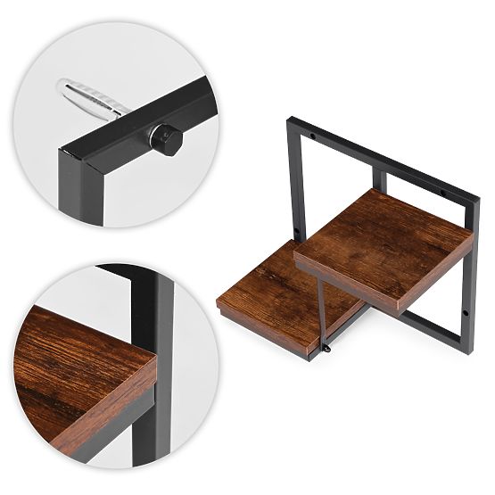 Nástěnný květinový stojan, závěsná police na květiny a dekorace, 2 úrovně, loft ModernHome