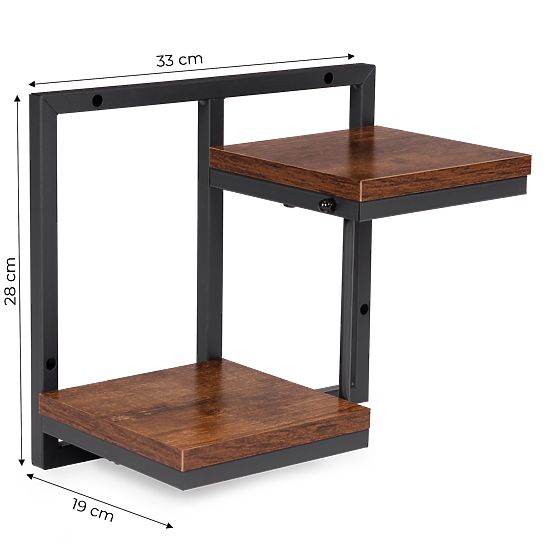 Nástěnný květinový stojan, závěsná police na květiny a dekorace, 2 úrovně, loft ModernHome