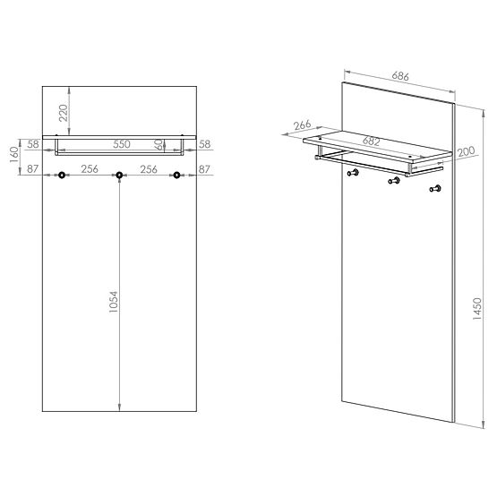 Nástěnný věšák Nevio - dub artisan