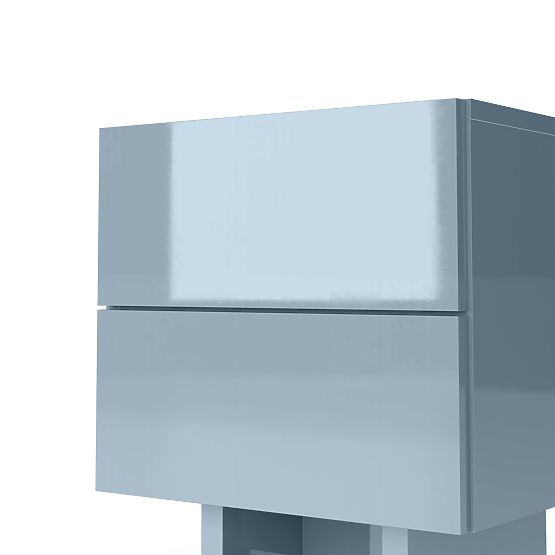 Noční stolek Glim, kouřově modrá, lesklý