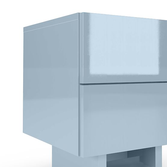 Noční stolek Glim, kouřově modrá, lesklý