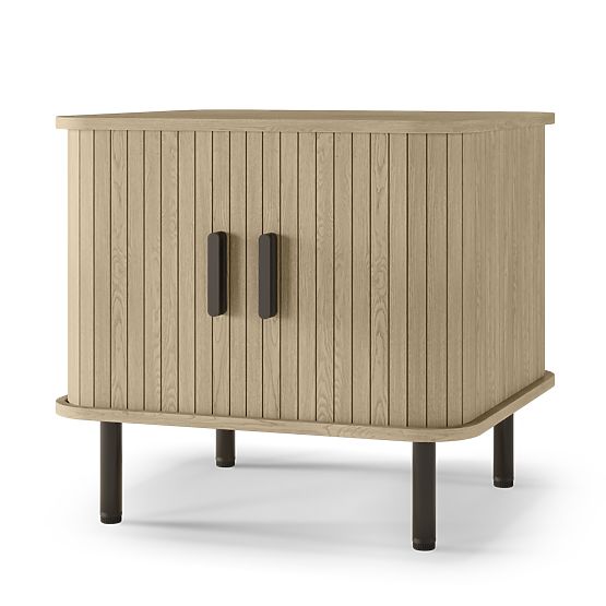 Noční stolek Gliss, zaoblený, lamely, světlý dub