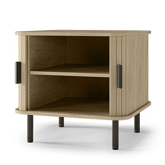 Noční stolek Gliss, zaoblený, lamely, světlý dub