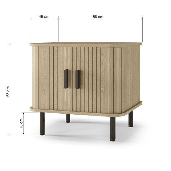 Noční stolek Gliss, zaoblený, lamely, světlý dub